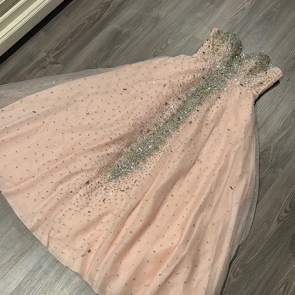 Terani Couture Pink and Silver Prom Dress